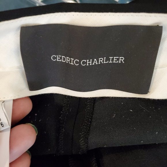 Cedric Charlier Couture Made in Italy Contrasting Cuff Ankle Pants Size 6 - Picture 8 of 13